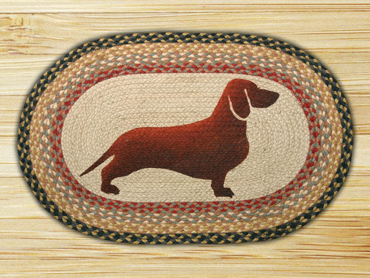 20" x 30" Dachshund Braided Jute Oval Rug by Karl Johnson