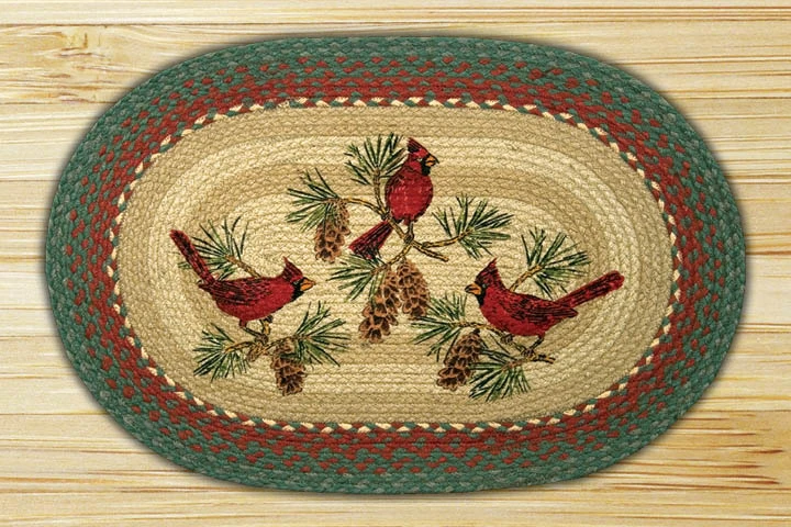 20" x 30" Cardinals Braided Jute Oval Rug by Harry W Smith