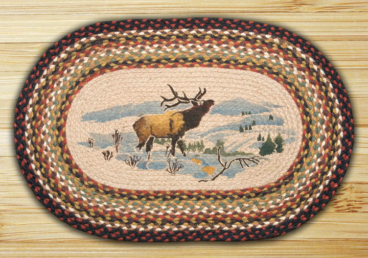 20" x 30" Winter Elk Braided Jute Oval Rug