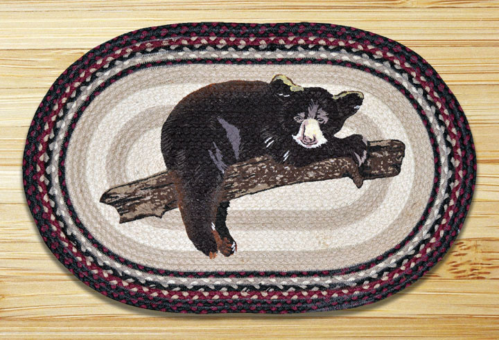 20" x 30" Baby Bear on Branch Braided Jute Oval Rug by Jan Harless