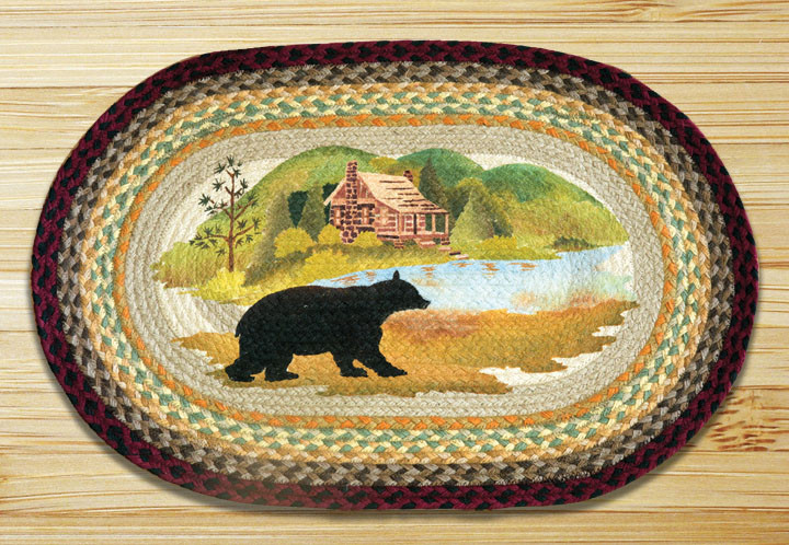 20" x 30" Cabin Bear Braided Jute Oval Rug by Sandy Clough