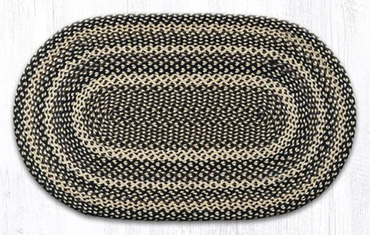 27" x 45" Ebony Ivory Chocolate Braided Jute Oval Rug