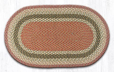 27" x 45" Olive Burgundy Gray Braided Jute Oval Rug
