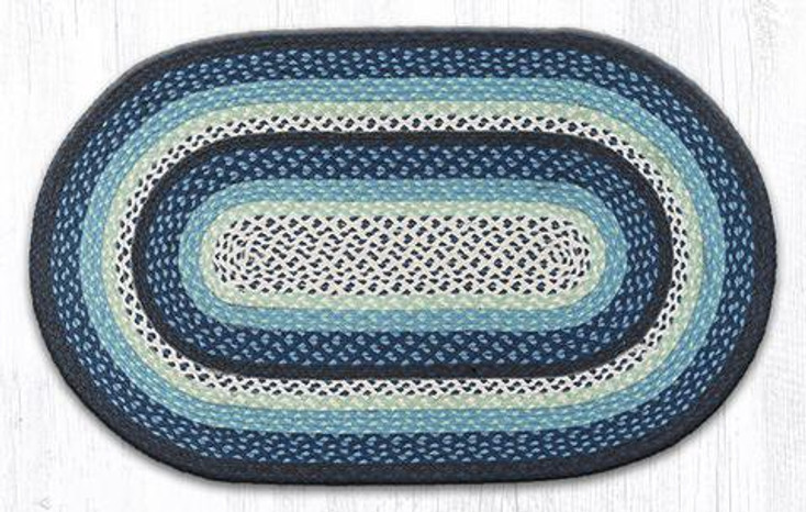 27" x 45" Blueberry Cream Braided Jute Oval Rug