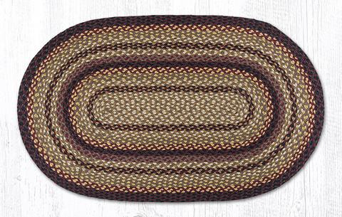 27" x 45" Black Cherry Chocolate Cream Braided Jute Oval Rug