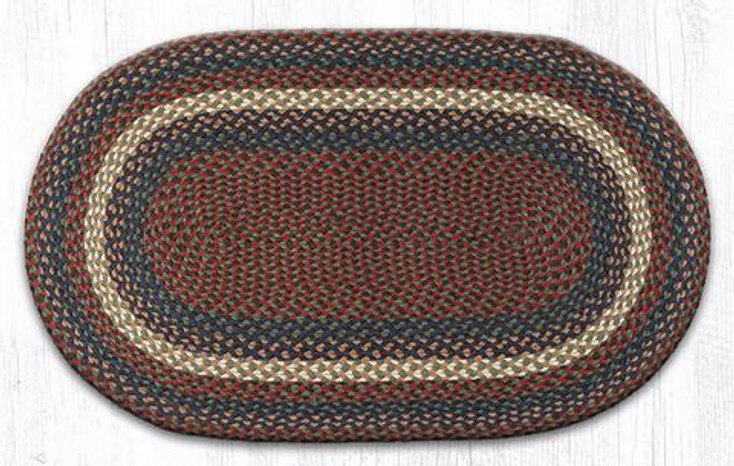 27" x 45" Burgundy Gray Braided Jute Oval Rug