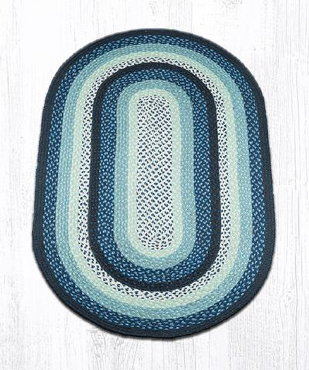 3' x 5' Blueberry Cream Braided Jute Oval Rug