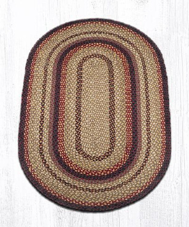 3' x 5' Black Cherry Chocolate Cream Braided Jute Oval Rug