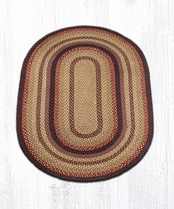 4' x 6' Black Cherry Chocolate Cream Braided Jute Oval Rug