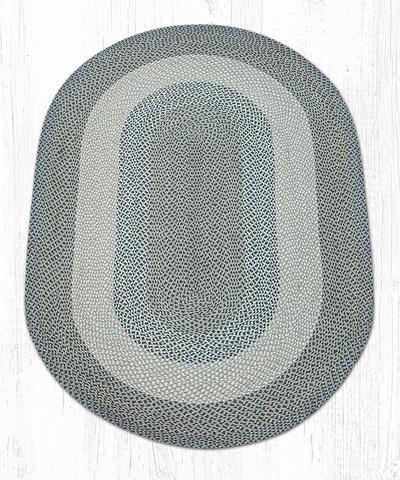 5' x 8' Blue Natural Braided Jute Oval Rug