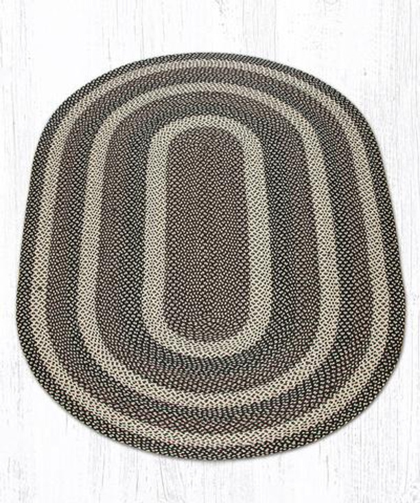 5' x 8' Ebony Ivory Chocolate Braided Jute Oval Rug