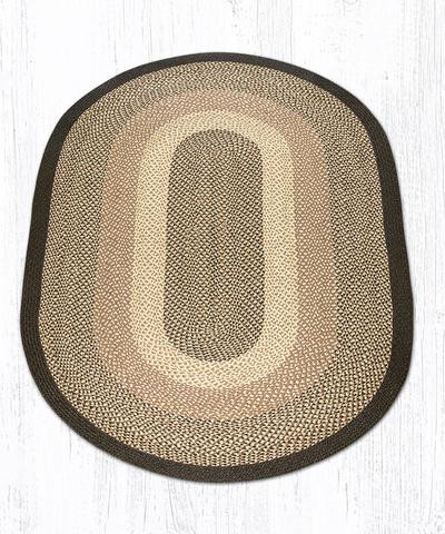 5' x 8' Chocolate Natural Braided Jute Oval Rug