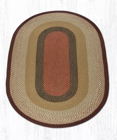 5' x 8' Burgundy Mustard Braided Jute Oval Rug