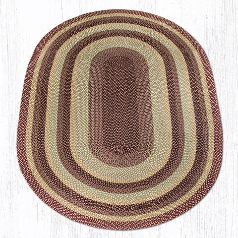 6' x 9' Burgundy/Gray/Cream Braided Jute Oval Rug