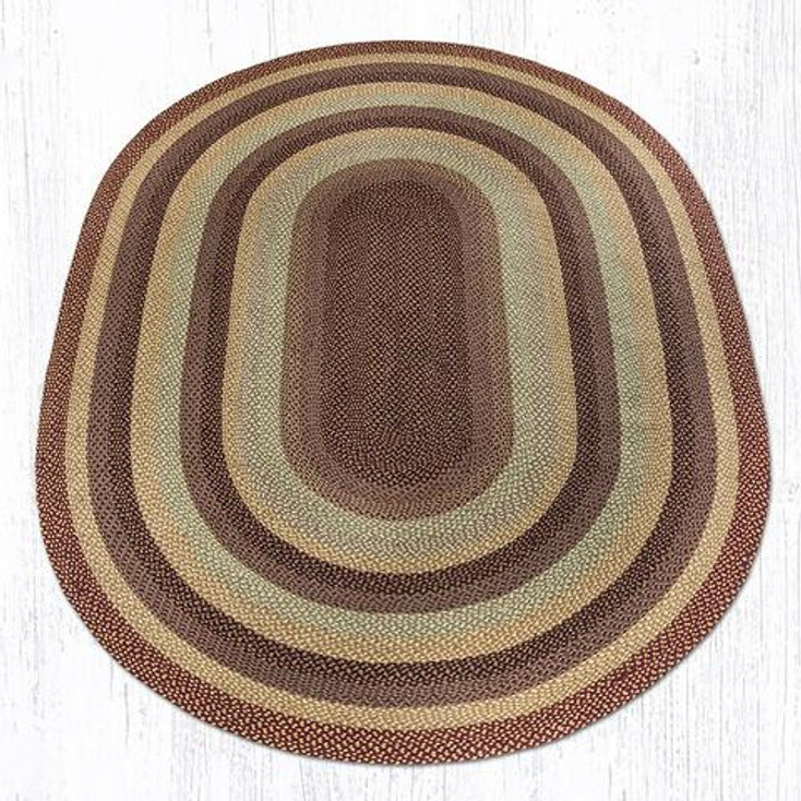 8' x 11' Burgundy/Gray/Cream Braided Jute Oval Rug