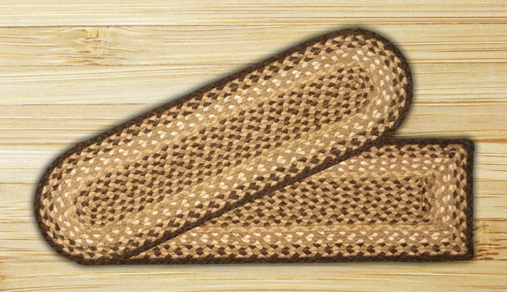 8.25" x 27" Chocolate Natural Jute Oval Stair Tread Rug, Set of 2