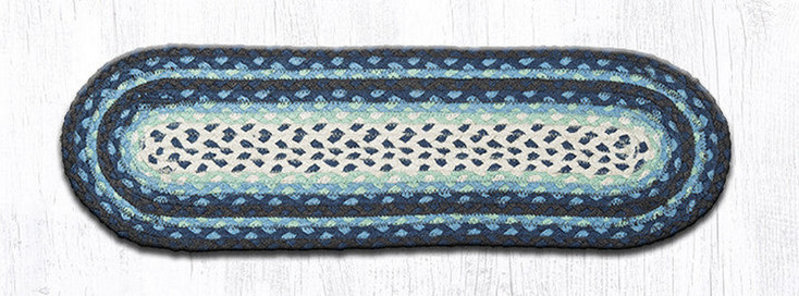 Blueberry Cream Jute Oval Stair Tread Rug 8.25x27
