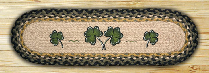 8.25" x 27" Shamrock Braided Jute Oval Stair Tread Rug, Set of 2