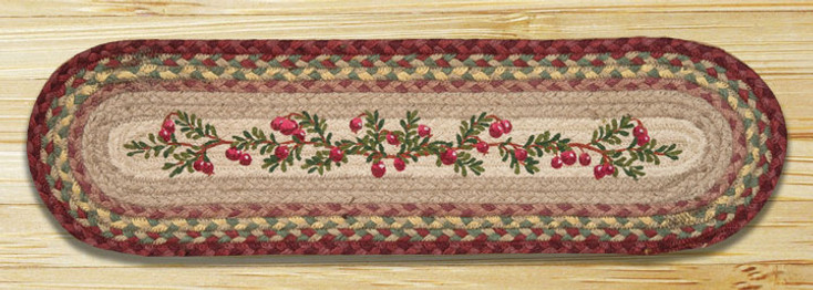 8.25" x 27" Cranberries Braided Jute Oval Stair Tread Rug, Set of 2