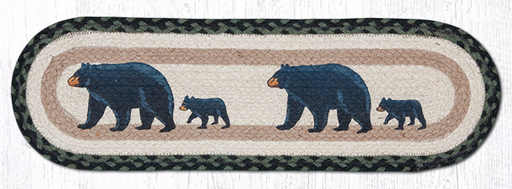 8.25" x 27" Mama and Baby Bear Jute Oval Stair Tread Rugs, Set of 2