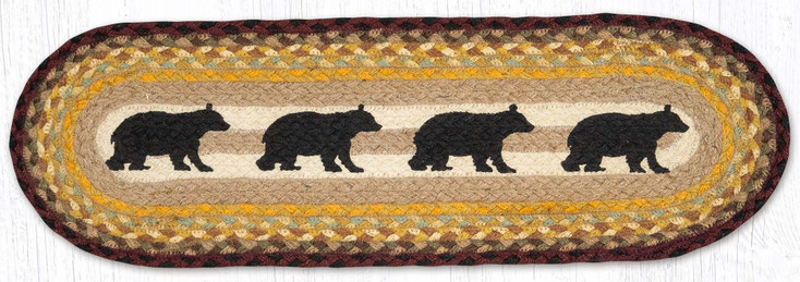 Cabin Bears Braided Jute Oval Stair Tread Rug 8.25x27