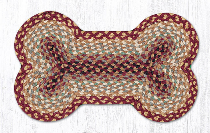 Burgundy Gray Cream Dog Bone Shaped Jute Rug 13x22