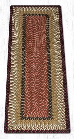 2' x 6' Burgundy Mustard Braided Jute Rectangle Runner Rug