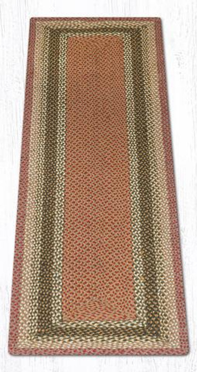 2' x 6' Olive Burgundy Gray Braided Jute Rectangle Runner Rug