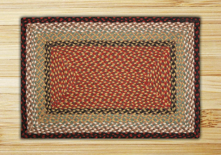 20" x 30" Burgundy Mustard Braided Jute Rectangle Rug