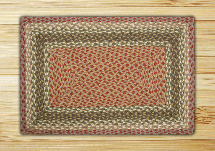 20" x 30" Olive Burgundy Gray Braided Jute Rectangle Rug