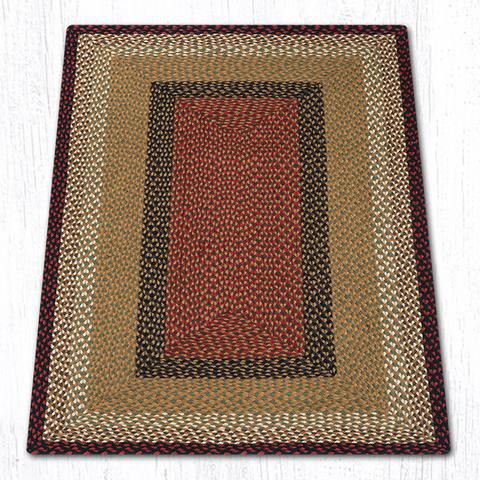 3' x 5' Burgundy Mustard Braided Jute Rectangle Rug