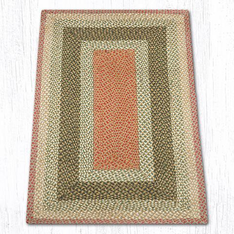 3' x 5' Olive Burgundy Gray Braided Jute Rectangle Rug
