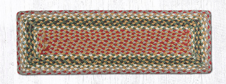 Olive Burgundy Gray Rectangle Stair Tread Rug 8.25x27