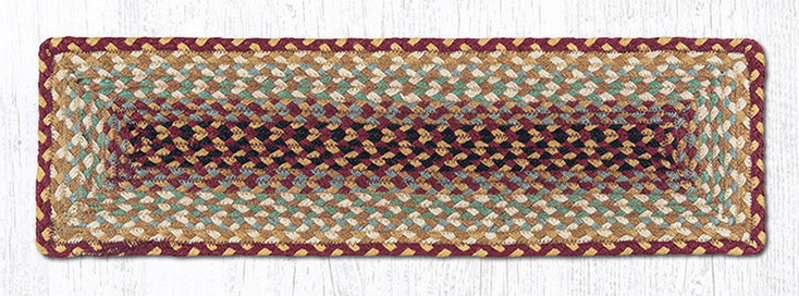 Burgundy Gray Cream Rectangle Stair Tread Rug 8.25x27