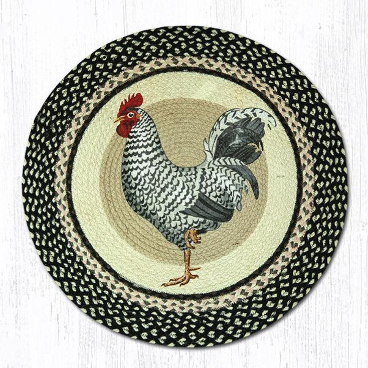 27" Rooster Bird Braided Jute Round Rug by Sandy Clough