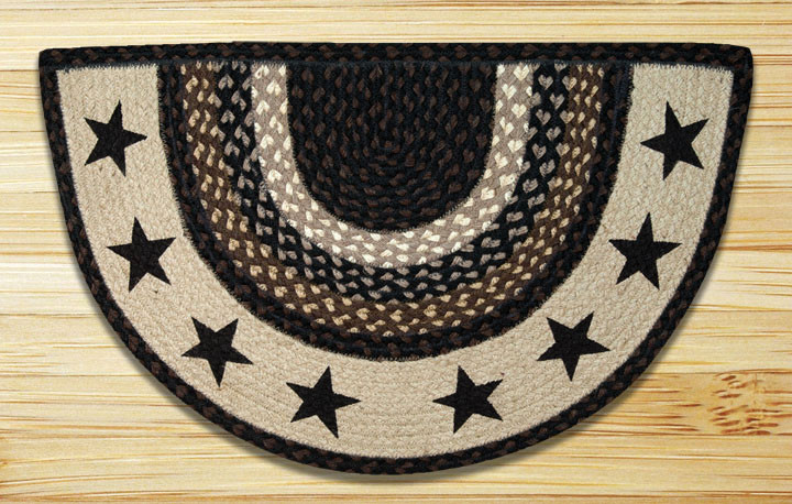 18" x 29" Black Stars Braided Jute Slice Rug
