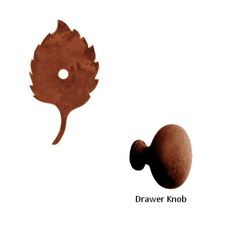Aspen Leaf Metal Drawer Pull with Back Plate