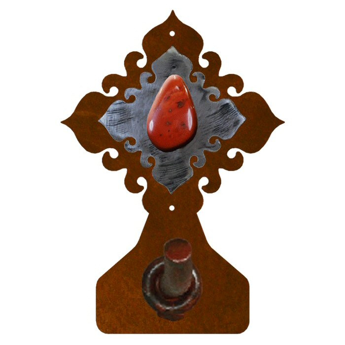 Red Jasper Stone Metal Robe Hook