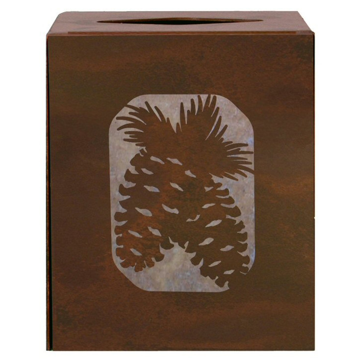 Pine Cone and Branches Metal Boutique Tissue Box Cover