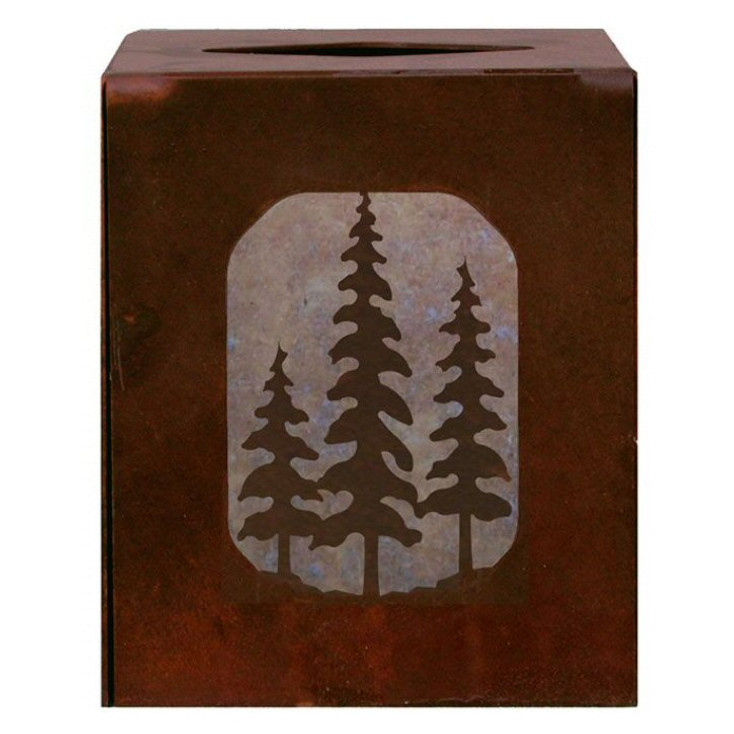 Pine Trees Metal Boutique Tissue Box Cover