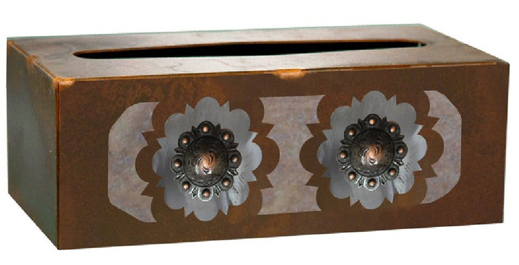 Round Copper Concho Metal Flat Tissue Box Cover