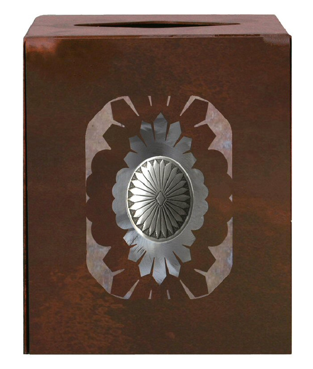 Sunburst Concho Metal Boutique Tissue Box Cover