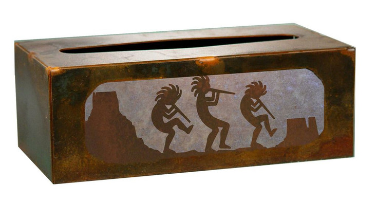 Kokopelli Desert Scene Metal Flat Tissue Box Cover