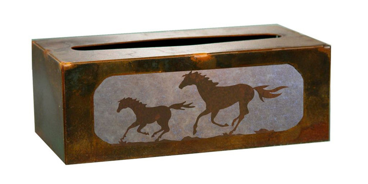 Running Wild Horses Metal Flat Tissue Box Cover