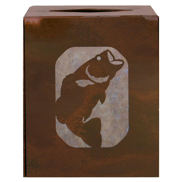 Bass Fish Metal Boutique Tissue Box Cover
