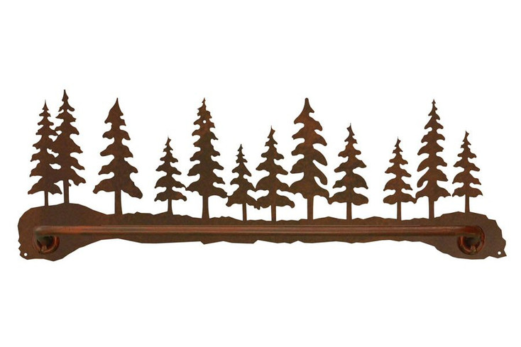 27" Pine Forest Scene Metal Towel Bar