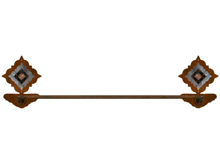 18" Burnished Diamond Copper Berry Concho Metal Towel Bar