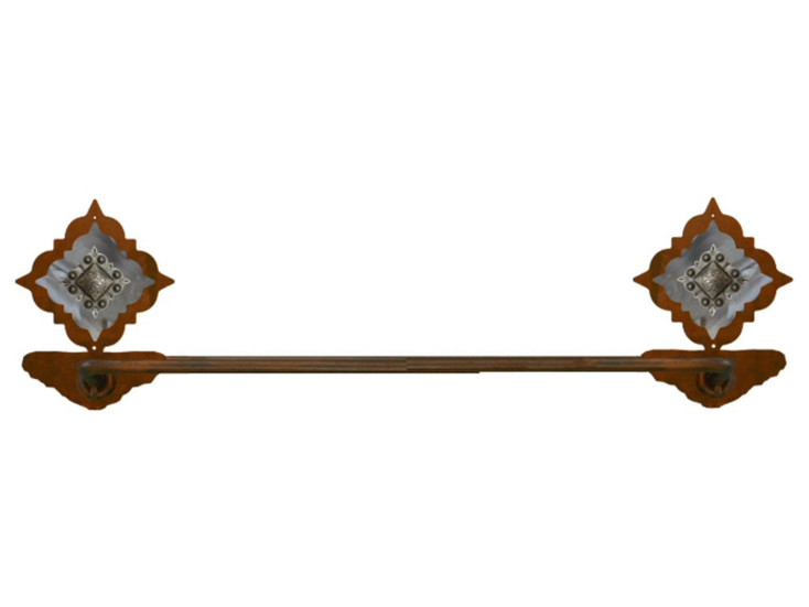 27" Burnished Diamond Old Silver Berry Concho Metal Towel Bar