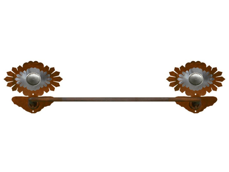 27" Burnished Sunburst Concho Metal Towel Bar