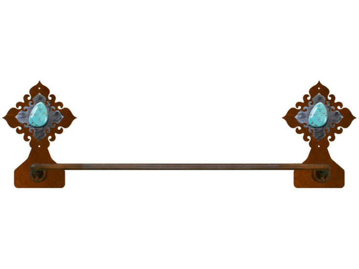 18" Turquoise Stone Metal Towel Bar